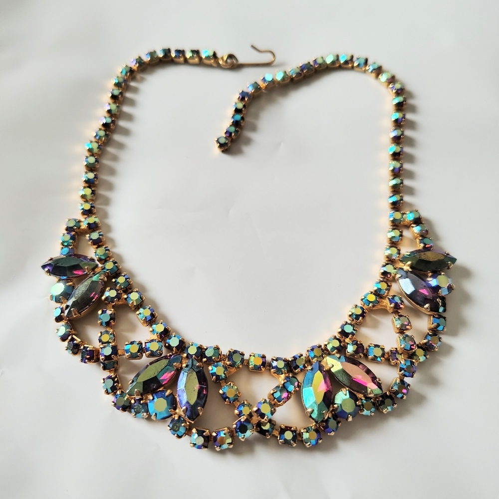 Juliana | Aurora Borealis Rhinestone Choker Necklace 60s Vintage